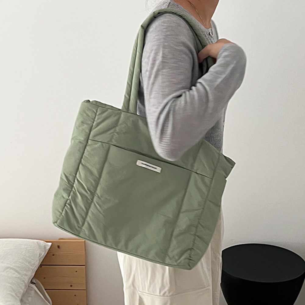 2023 Nylon Shoulder Bag for Women Korean Down Cotton Tote Bag Large Capacity Ladies Soft Underarm Bag Simple Puffer Commute Bags