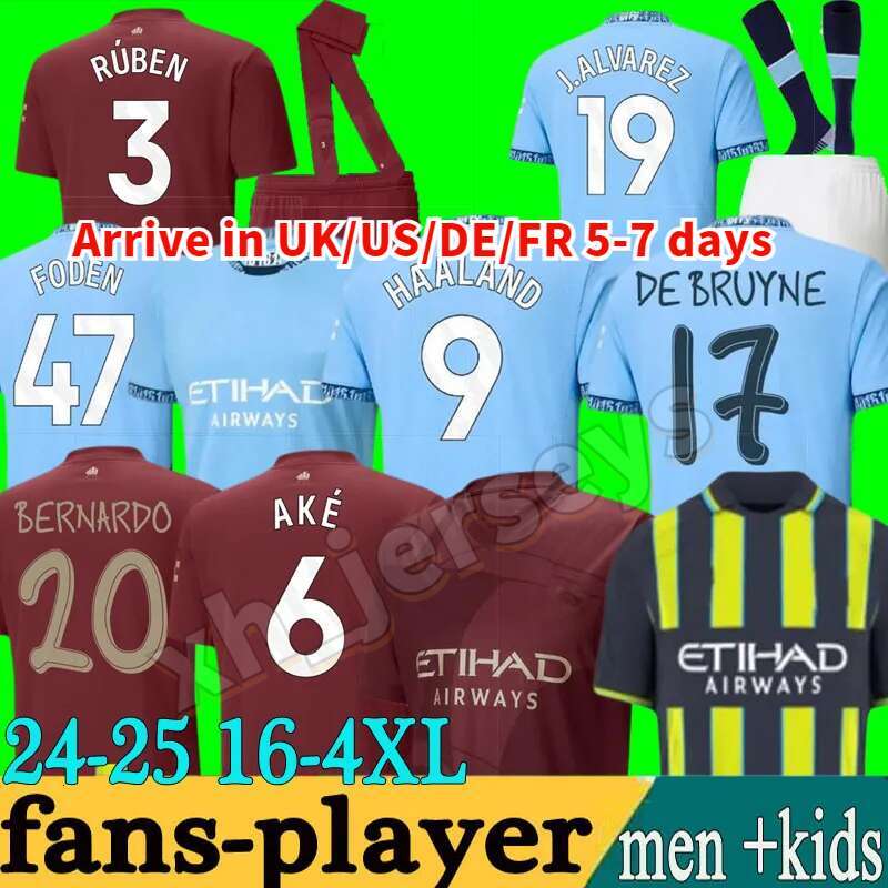 2024 HAALAND Soccer Jerseys Mans DE BRUYNE PHILLIPS KOVACIC JOAO CANCELO 24 25 CiTIeS GREALISH RUBEN BERNARDO MAHREZ FODEN Kids Kit Football Shirt Sets MAN CITY