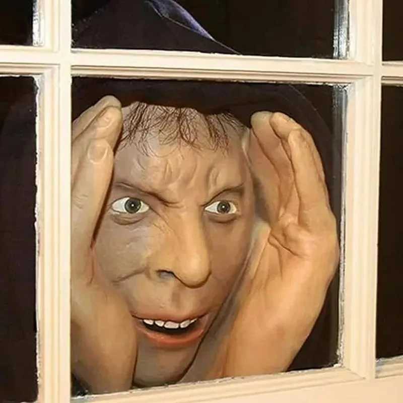 Scary Peeper Freak Halloween Decoration Peeping Tom Indoor and Outdoor Window Hanging Mask for Spooky House Party Scares Tricks Y240813