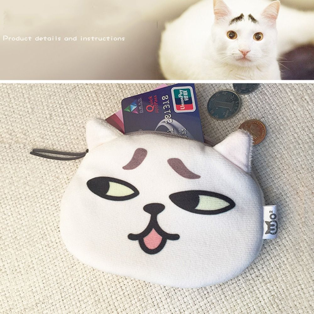 Outdoor Cat Expression Coin Purse Cute Pattern Cartoon Design Cat Earphone Bags Lipstick Cosmetic Bag Children