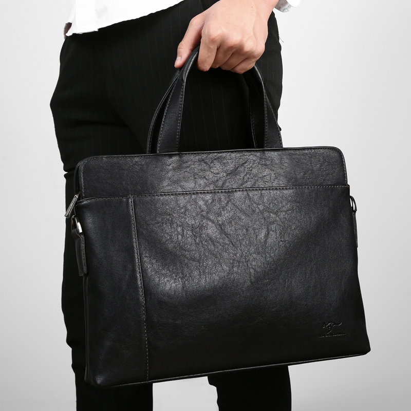 Kangaroo Luxury Brand Men Casual Briefcase Business Shoulder Bag Leather Messenger Bag Male Laptop Handbag Bag Men's Travel Bags