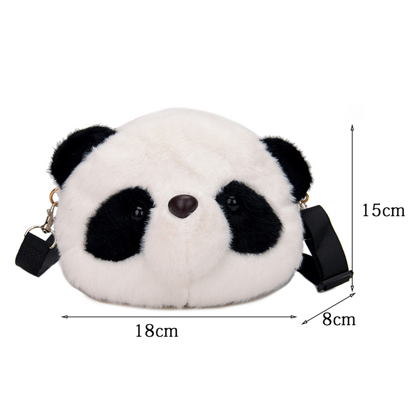 Women Winter Cute Cartoon Plush Panda Crossbody Bag Female Warm Fluffy Messenger Bag Mobile Phone Pouch For Ladies Travel Purses