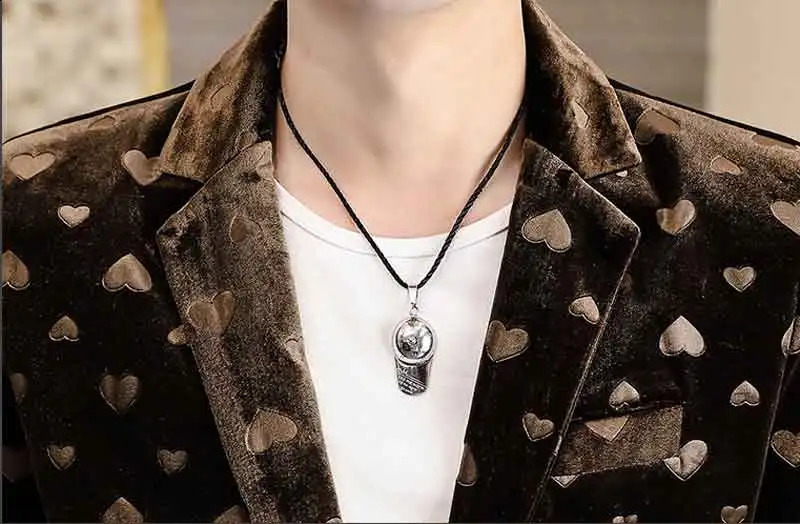 Stylish Heart Print Velvet Blazer Jacket Men Spring Slim Fit One Button Blazers Male Casual Party Wedding Costume Homme 240802