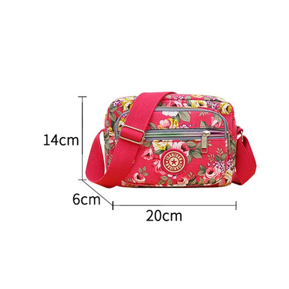 Casual Retro Nylon Shoulder Bag Multi Layered Floral Print Mother Handbag Women's Fashion Vintage Flower Crossbody Bags