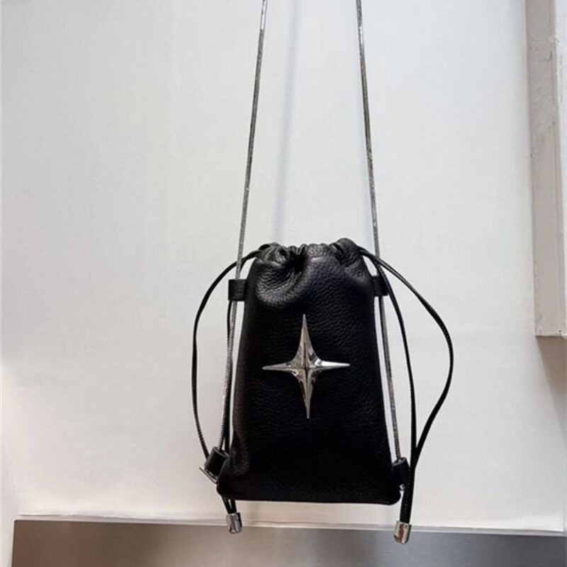2024 Fashion Trendy Star Drawstring Shoulder Bags Women Streetwear Mini Cell Phone Bag Y2k All Match Korean Handbags Crossbody