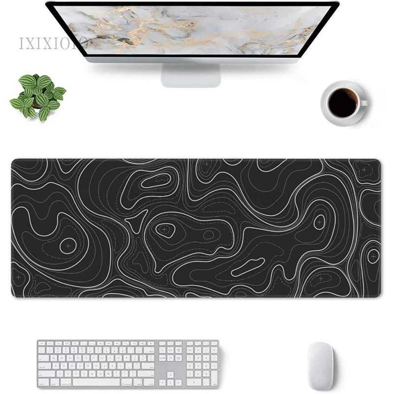 Black And White Contours Mouse Pad Gamer XL Large New Home Mousepad XXL keyboard pad Office Non-Slip Computer Mice PadM240802
