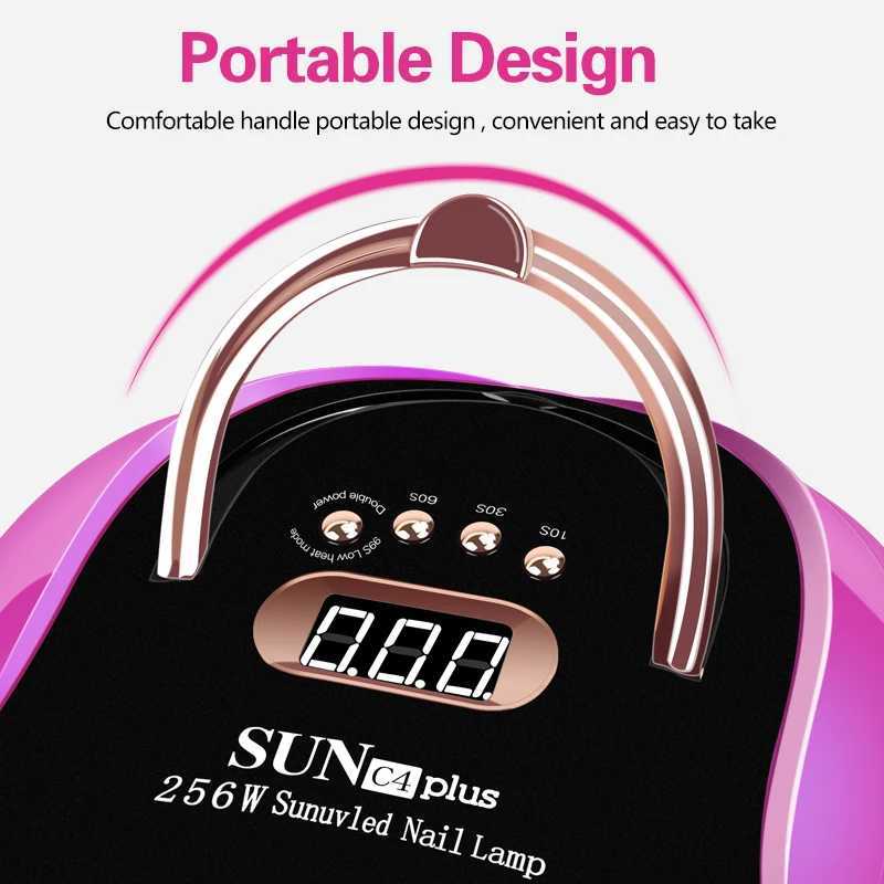 UV LED Nail Lamp 256W Professional Nail Dryer Gel Polish Light with 57 LEDs Portable Large Space UV Led Nail Light for Salon Use Y240801
