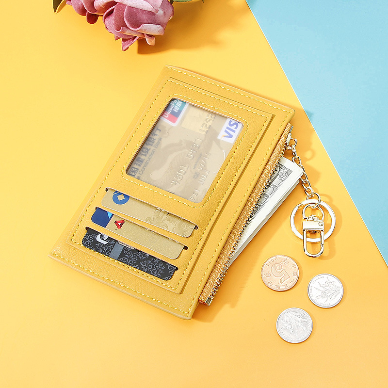 Women's ID Credit Card Holder Case PU Leather Small Short Wallets Mini Coin Purses Zipper Bill Money Bag Portable Clutch