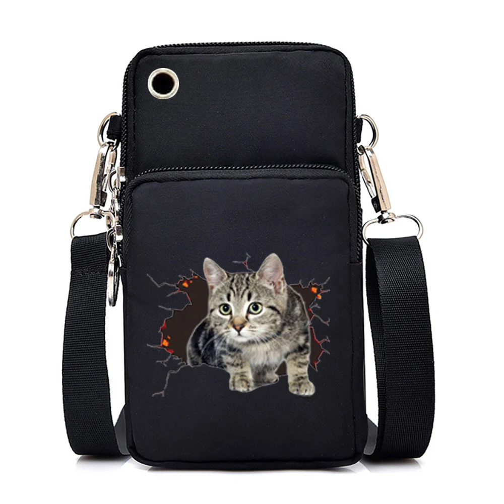 Cute Cat Graphics Small Crossbody Bags Women Harajuku Animal Mini Mobile Phone Bag Teen Messenger Bag Women Purses and Handbags