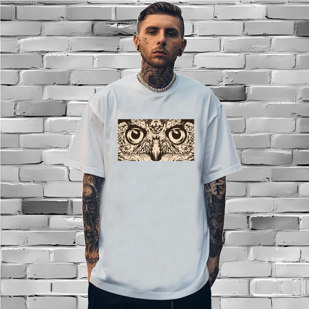 Mens T Shirts 230g Cotton eagle Beach Breathable Short Sleeve Anime Print Mens Tshirts 2024 New Loose Tee Shirt