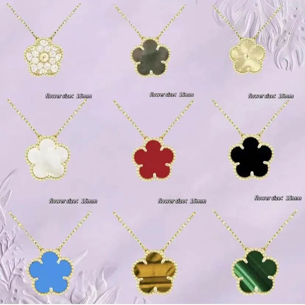 15mm Fashion Classic 4/Four Leaf Clover Necklaces Pendants Mother-of-Pearl Stainless Steel Plated 18K for Women&Girl Valentine's Mother's Day Engagement Jewelry-Gift