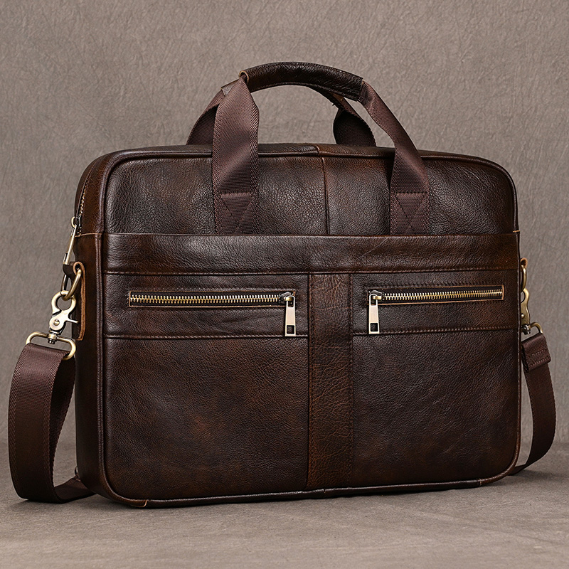 Men Briefcase Bag Luxury Designer Men's Leather Briefcase Vintage Style Commute Business Bags Men 15.6" Laptop Bag Messenger Bag