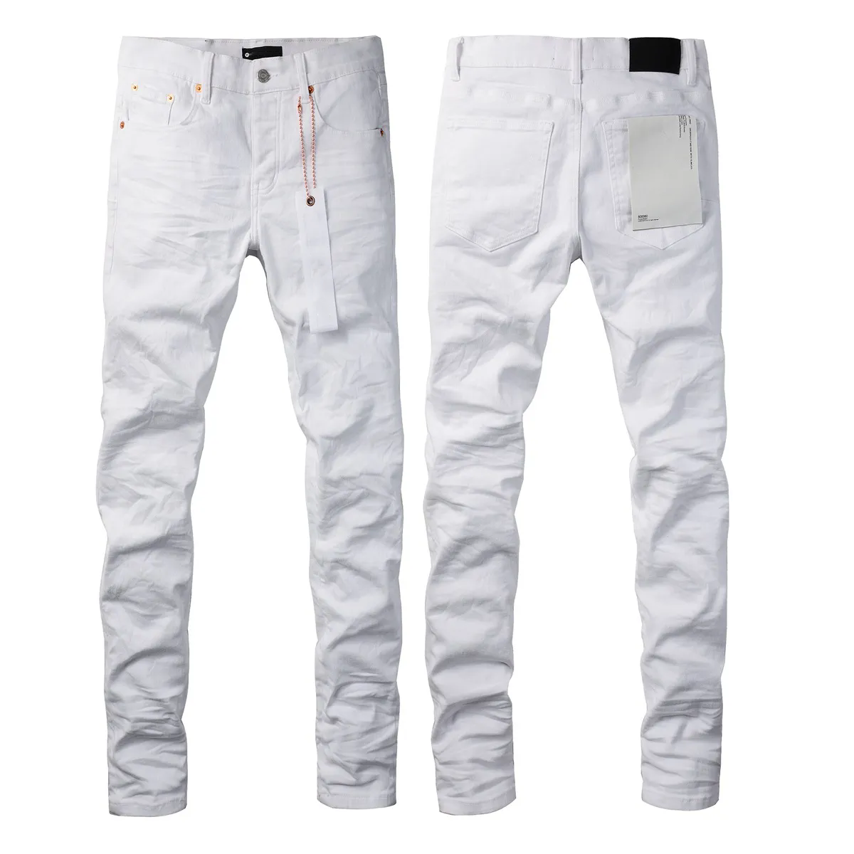 Designer Jeans for Men Fashion Jeans Slim Fit Skinny Solid White Denim Pants Streetwear Pants