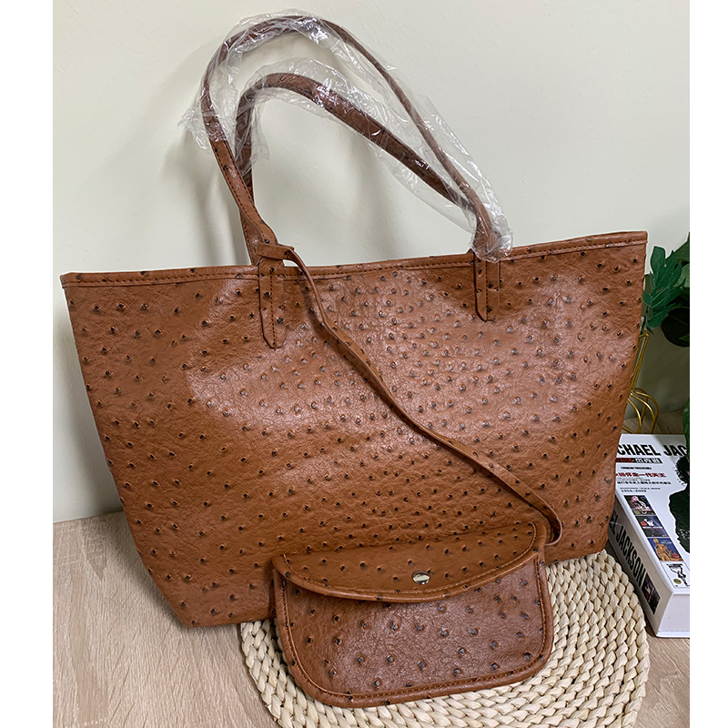Designer Ostrich Pattern Shoulder Bags For Women 2023 New Trendy Shopping Bag High Capacity Handbags Travel Luxury Hand Bag