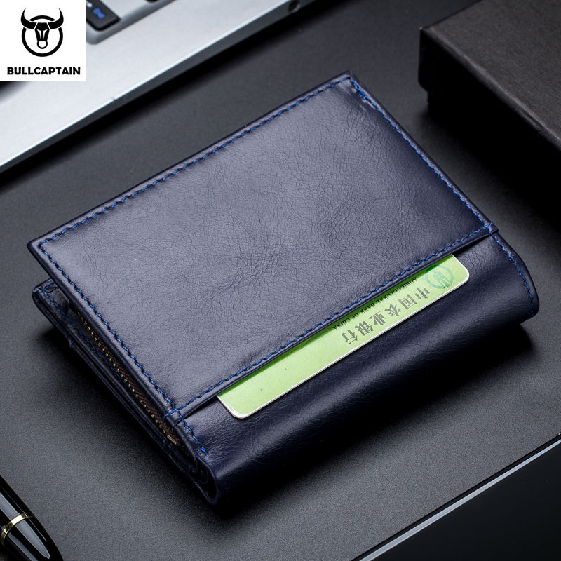 BULLCAPTAIN Captain Niu Men's Leather Wallet Short Vertical Multifunctional Detachable Belt Coin Clip Business Casual Coin Bag