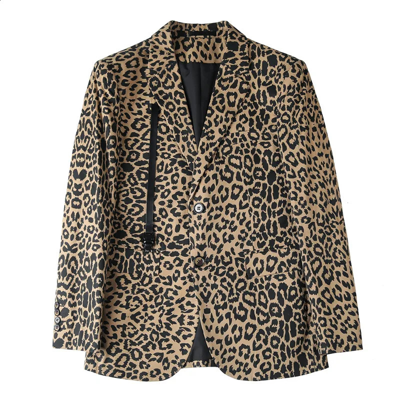 Leopard Print High-end Trend Suit Jacket Mens Slim Suit Two Single Row Suit Banquet British Fashion Handsome Casual Single West 240802