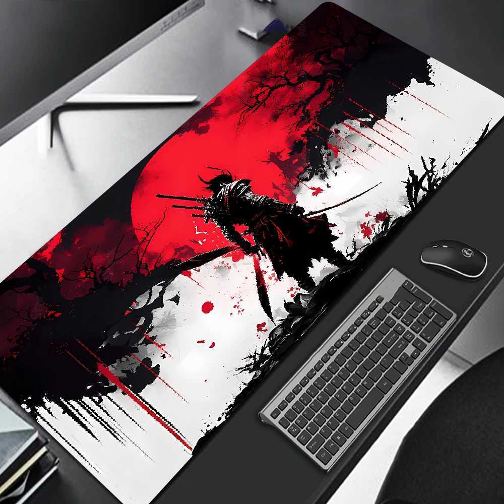 Samurai Warrior Mouse Pad Gamer Computer Accessories Keyboard Table Mat Black Mousepad Company Gaming Laptop Desk Accessory PcM240802