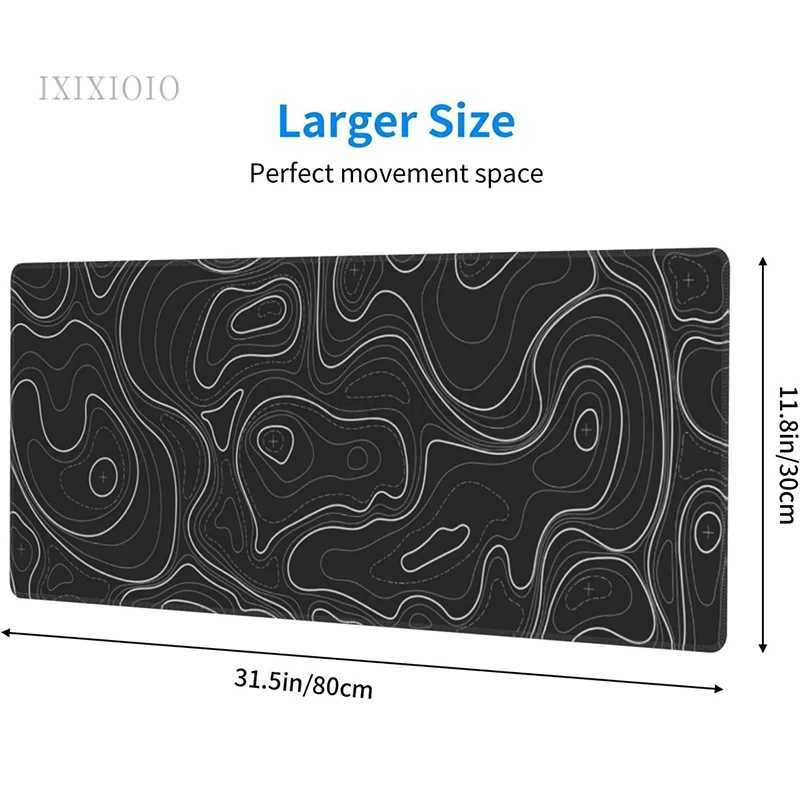 Black And White Contours Mouse Pad Gamer XL Large New Home Mousepad XXL keyboard pad Office Non-Slip Computer Mice PadM240802