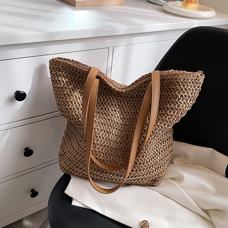 Hand-woven Women's Shoulder Handbag Bohemian 2022 Summer Fashion Straw Beach Tote Bag Travel Shopper Weaving Shopping Bags