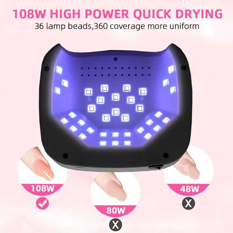 36LEDS LED UV Nail Lamp Wireless Professional Nail Dryer for Curing All Gel Polish With Large Screen Rechargeable Salon ToolCL240731