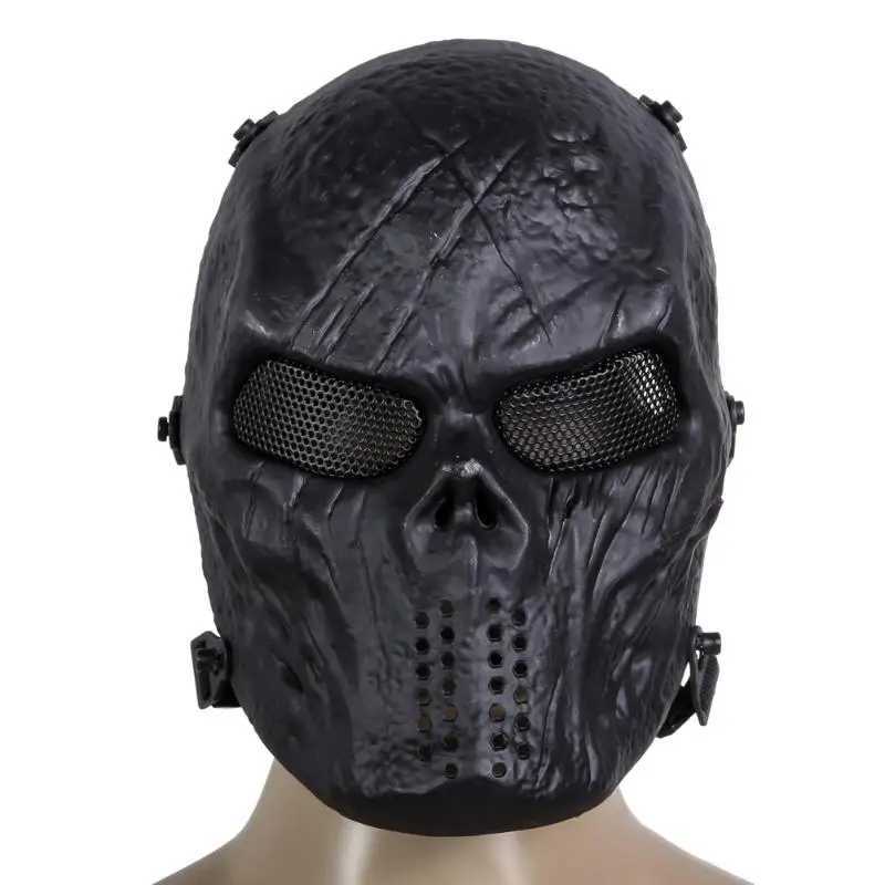 Airsoft Paintball Party Mask Skull Full Face Mask Army Games Outdoor Metal Mesh Eye Shield Costume for Halloween Party SuppliesXJ240802