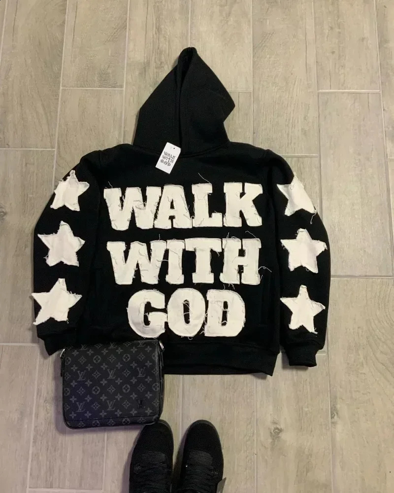 Harajuku Fashion Y2K Star Patch Embroidery Super Large Hoodie Womens Gothic Hip Hop Loose Casual Sports Street Clothing 240812
