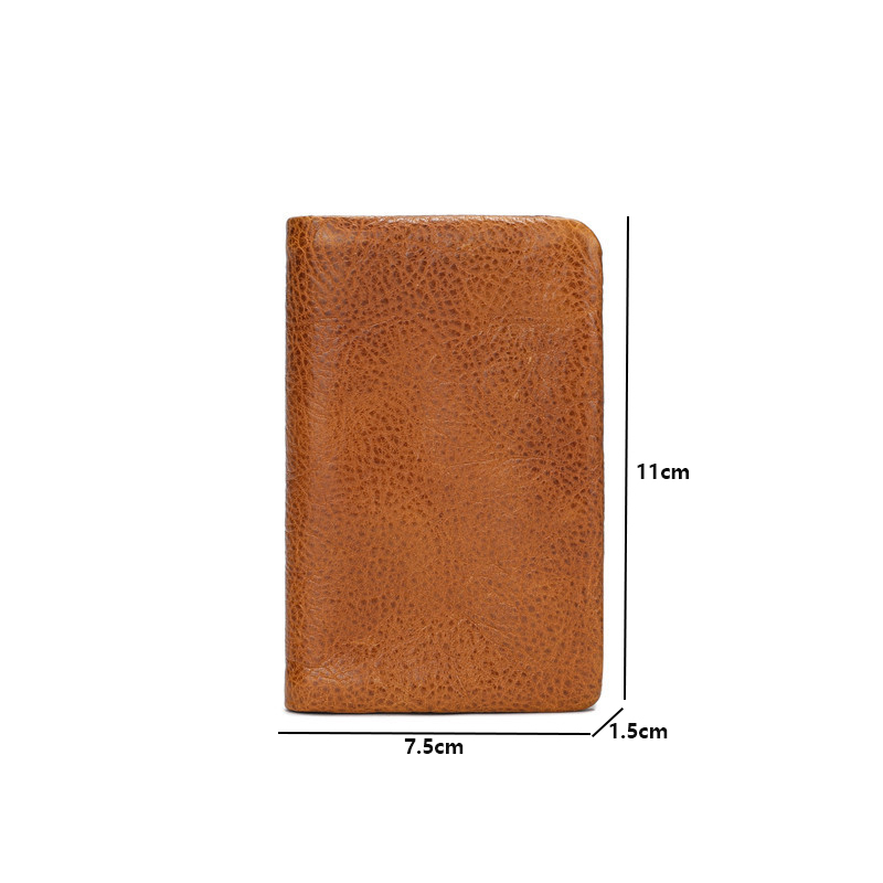 Genuine Leather Wallet For Men Women Vintage Cowhide Short Bifold Small Slim Men's Purse Card Holder With Zipper Coin Pocket Bag