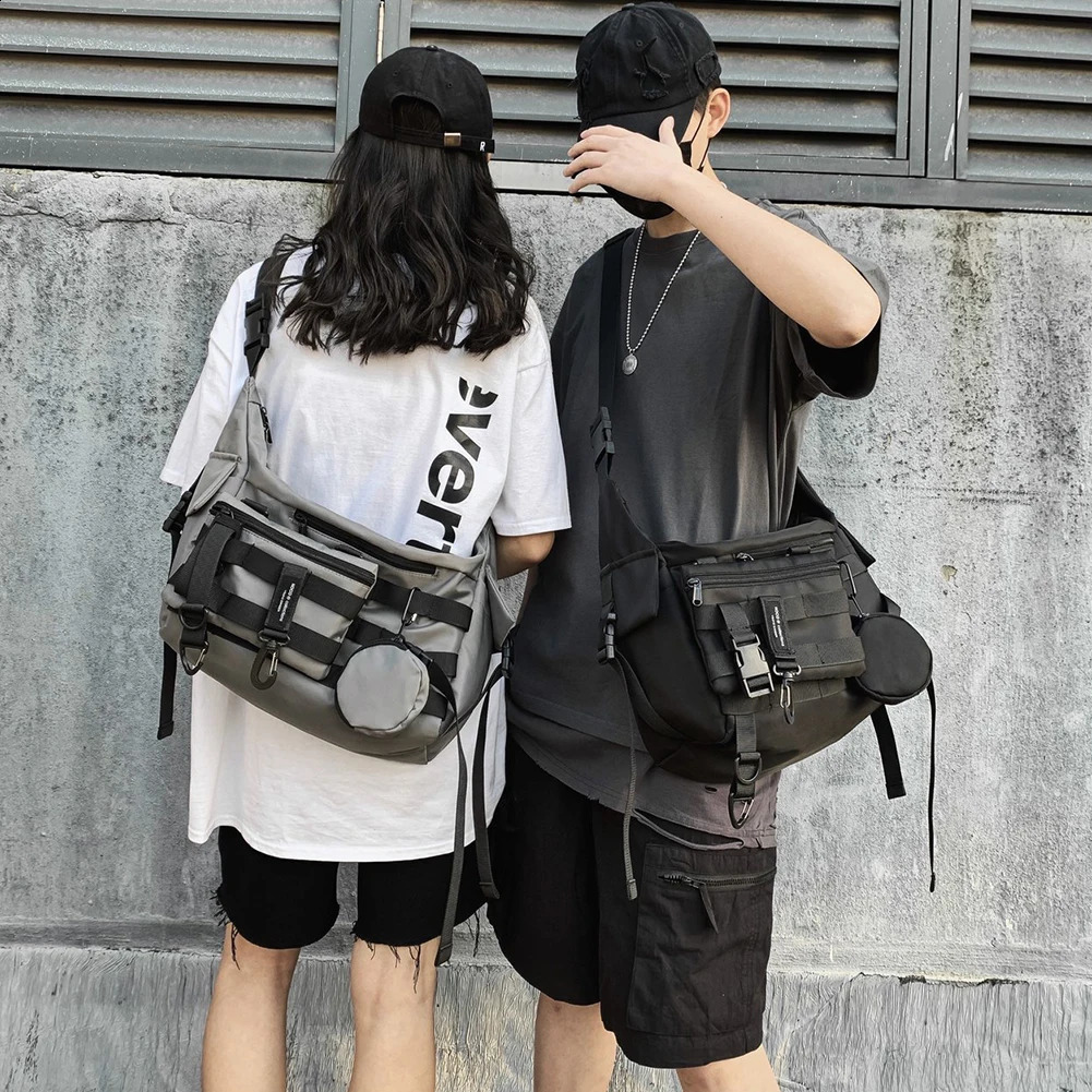 Shoulder Gothic Black Crossbody Messenger Tote Bags For Men Womens Shopper Nylon Hip Hop Techwear Satchel Waist Goth Postman 240802ZYl