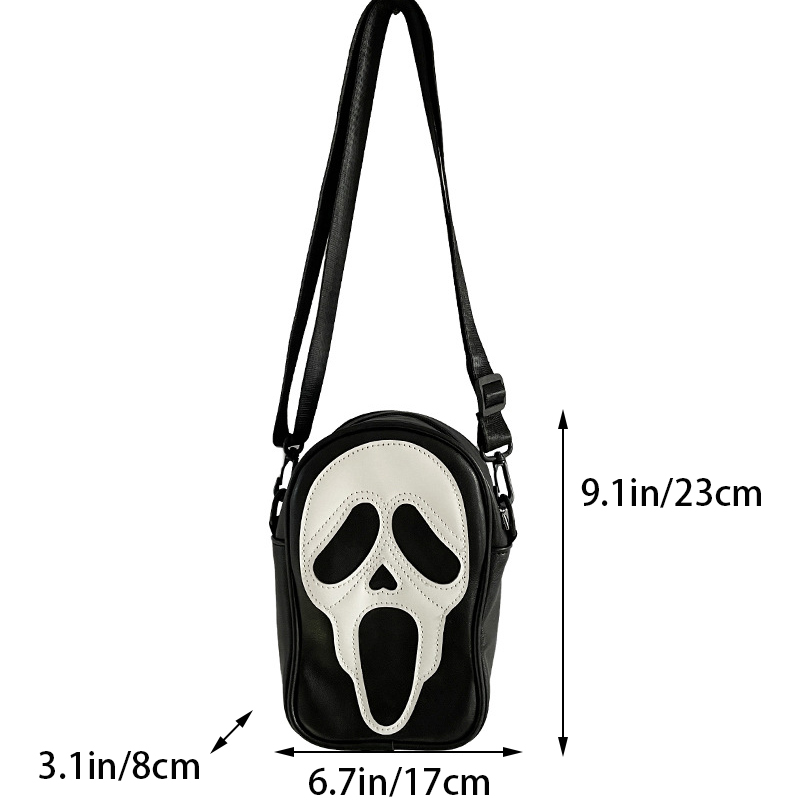 Y2K Ghost Bag Purse Funny Personality Shoulder Bags Clash Colors Halloween Devil Ghost Tote Bag Stitching PU Crossbody Bag