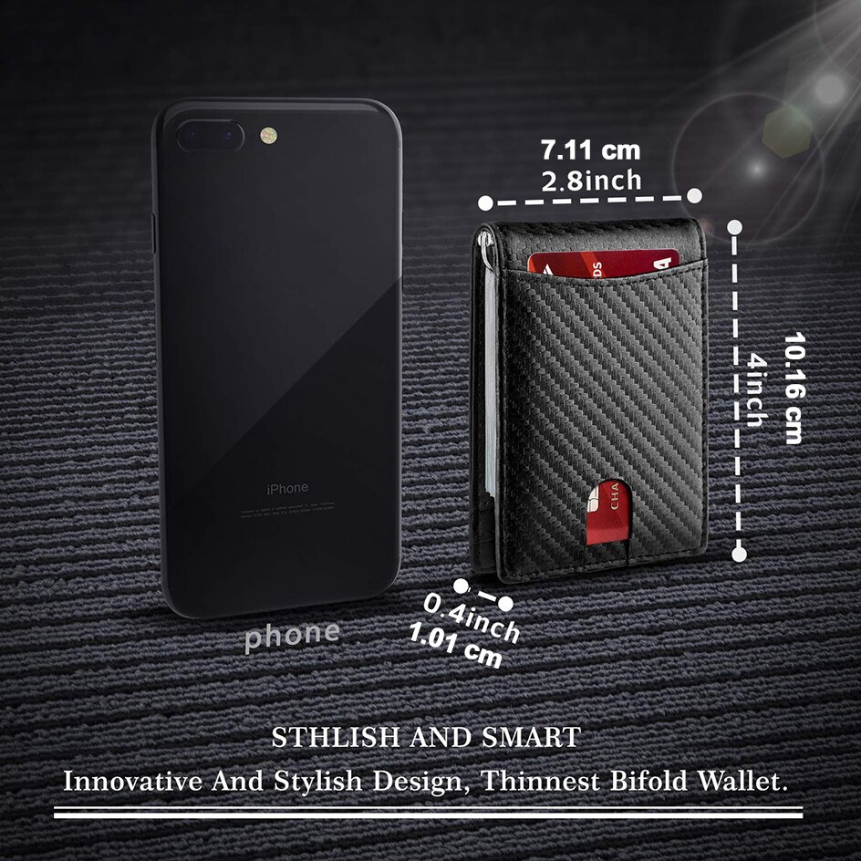 Men Wallets Man Card Holder Money Bag Rfid Carbon Fiber Mini Wallet Male Small Short Purse Black Walet Billfold Vallet Suitable for daily wear and wor