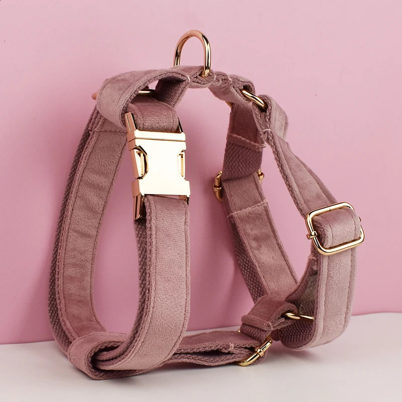 Light Purple Velvet Dog Collar And Leash Set For Dogs Custom Engraved Nameplate Pet Supplies Dog Leash Velvet05 240802