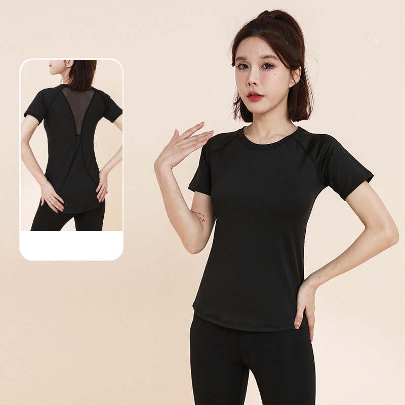 Sports top women's summer loose running fitness short sleeve T-shirt advanced sense Pilates training yoga dress smock