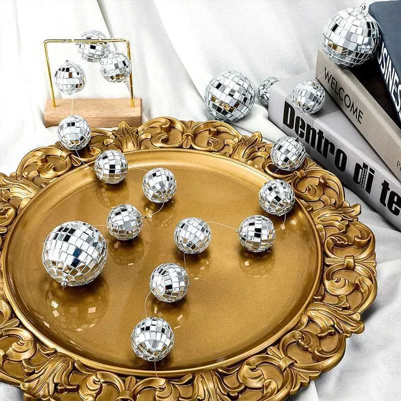 1 Set 3D Mirror Disco Ball String Garland Banner Wall Background Hanging for Birthday Bachelorette Wedding Party Decoration Y240801