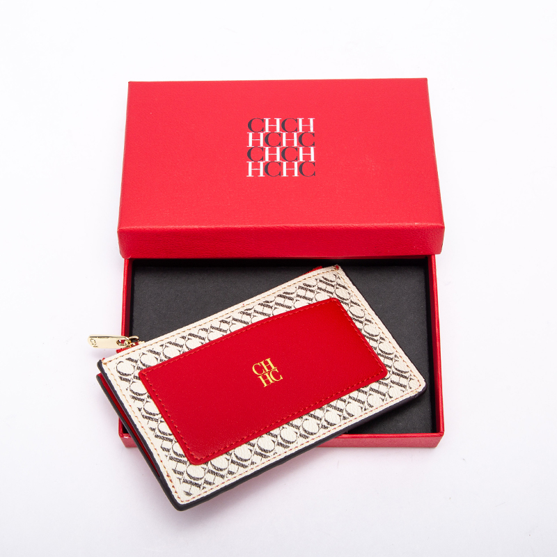 CHCH 2023 Luxury Retro Wallet Button Zipper Fashionable Classic Folding Design Textured Printing Card Holder Business Card Holde