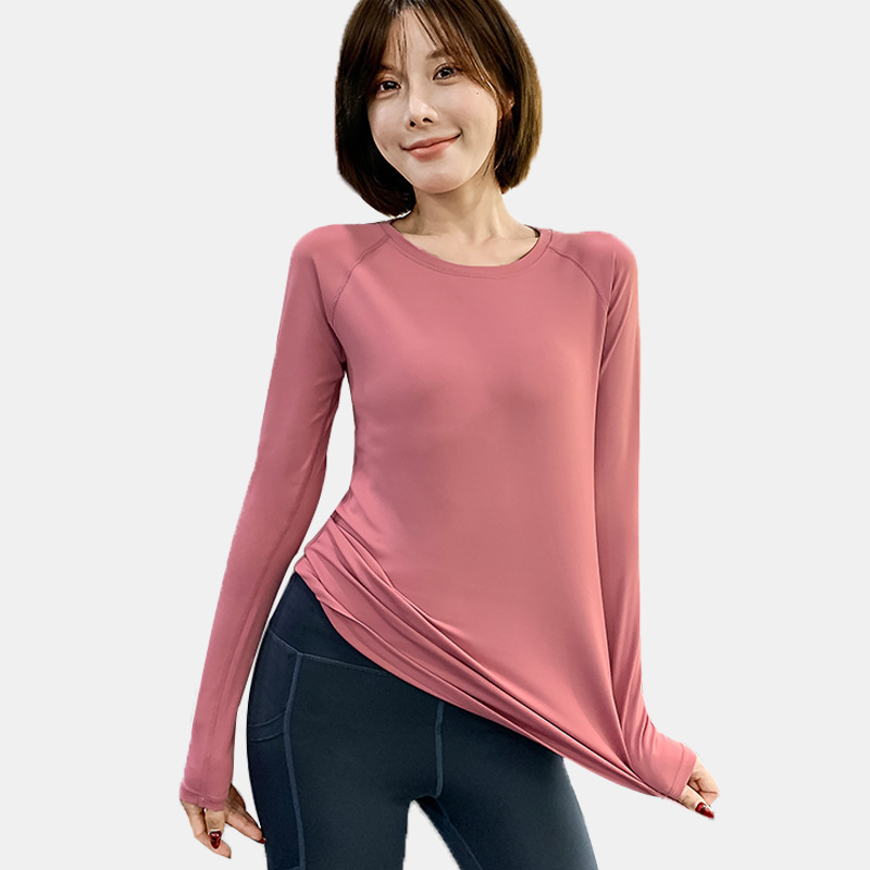 Yoga wear women's autumn long sleeve sports running top to wear tight stretch fitness T-shirt Pilates training clothes