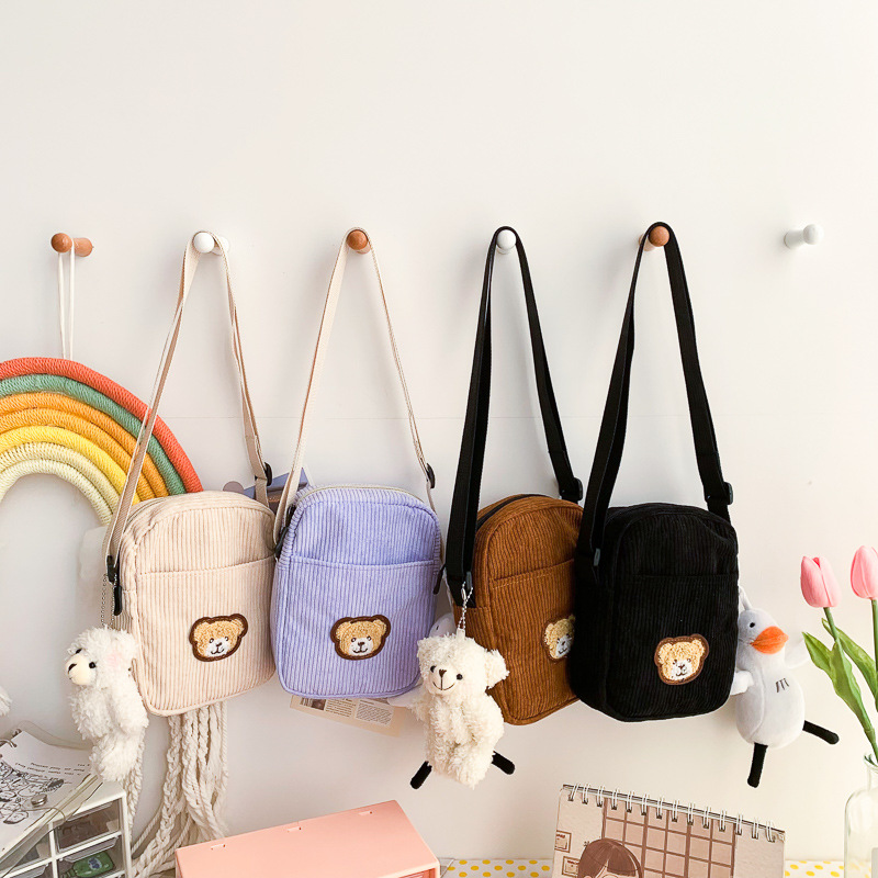 Velvet Bear Children's Student One-shoulder Mobile Phone Mini Messenger Small Bag Cute Fashion Shoulder Bag Coin Card Key Purse