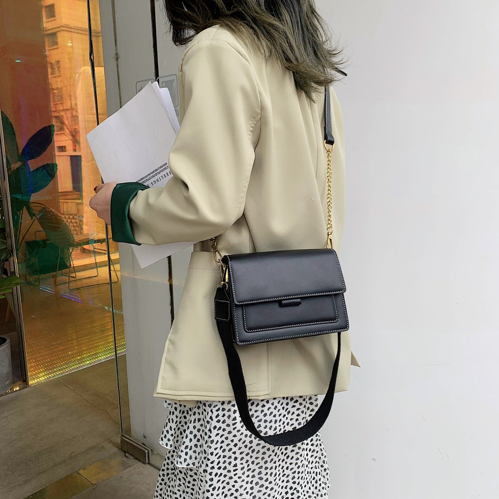 Contrast Color PU Leather Crossbody Bags For Women Travel Handbag Fashion Simple Shoulder Messenger Bag Ladies Small Flap Bag