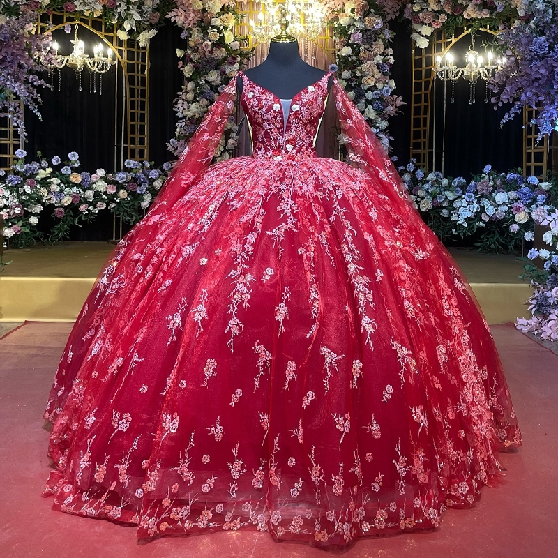 Red Princess Quinceanera Dresses Off the Shoulder Ball Gown 2025 Sweet 16 Dress Beads Appliques Lace Tull 15th Party Gown