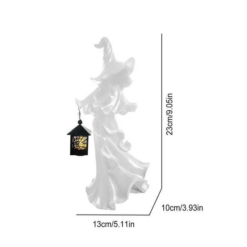 Witch Decoration Lantern Cracker Barrel Ghost Witch Messengers With Lantern Scary Resin Sculpture For Halloween Thanksgiving Y240801