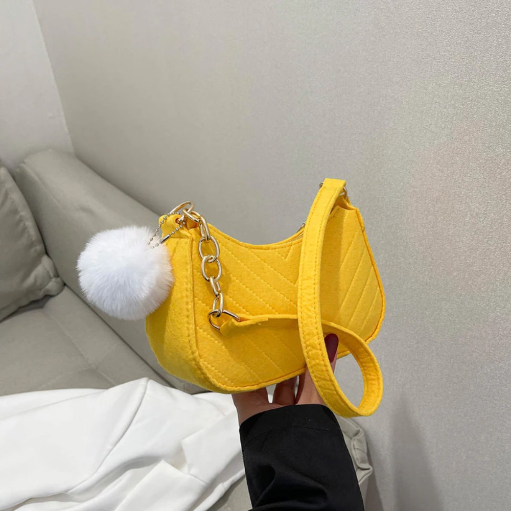 New Fashion Casual Female Men Tote Bag Mini Solid Color Shoulder Pouch Felt Chain Women Handbag Underarm Bag Messenger Bag