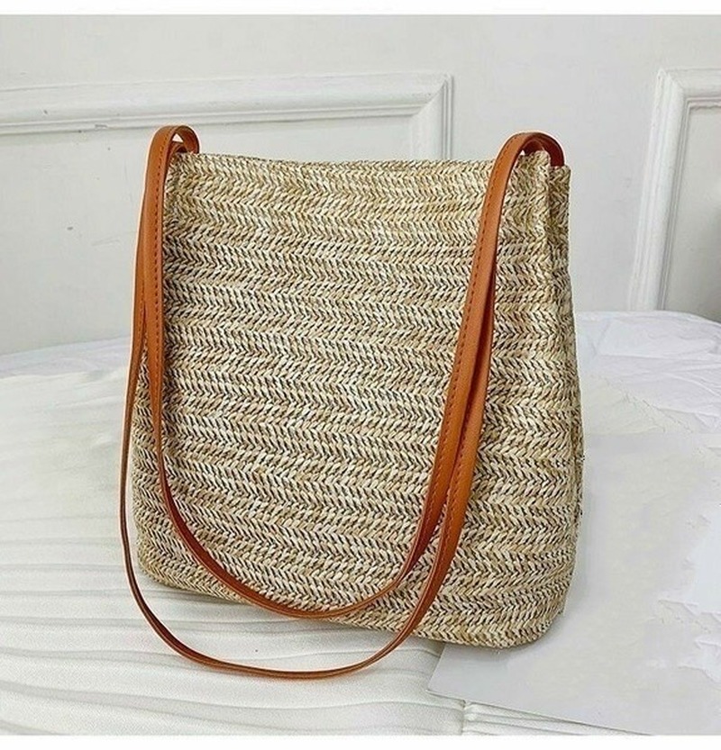 Bolso de mano tejido de paja para mujer, cesta de ratán grande, bolso de playa, bandolera de verano, bolso de playa pequeño para niñas, nuevo