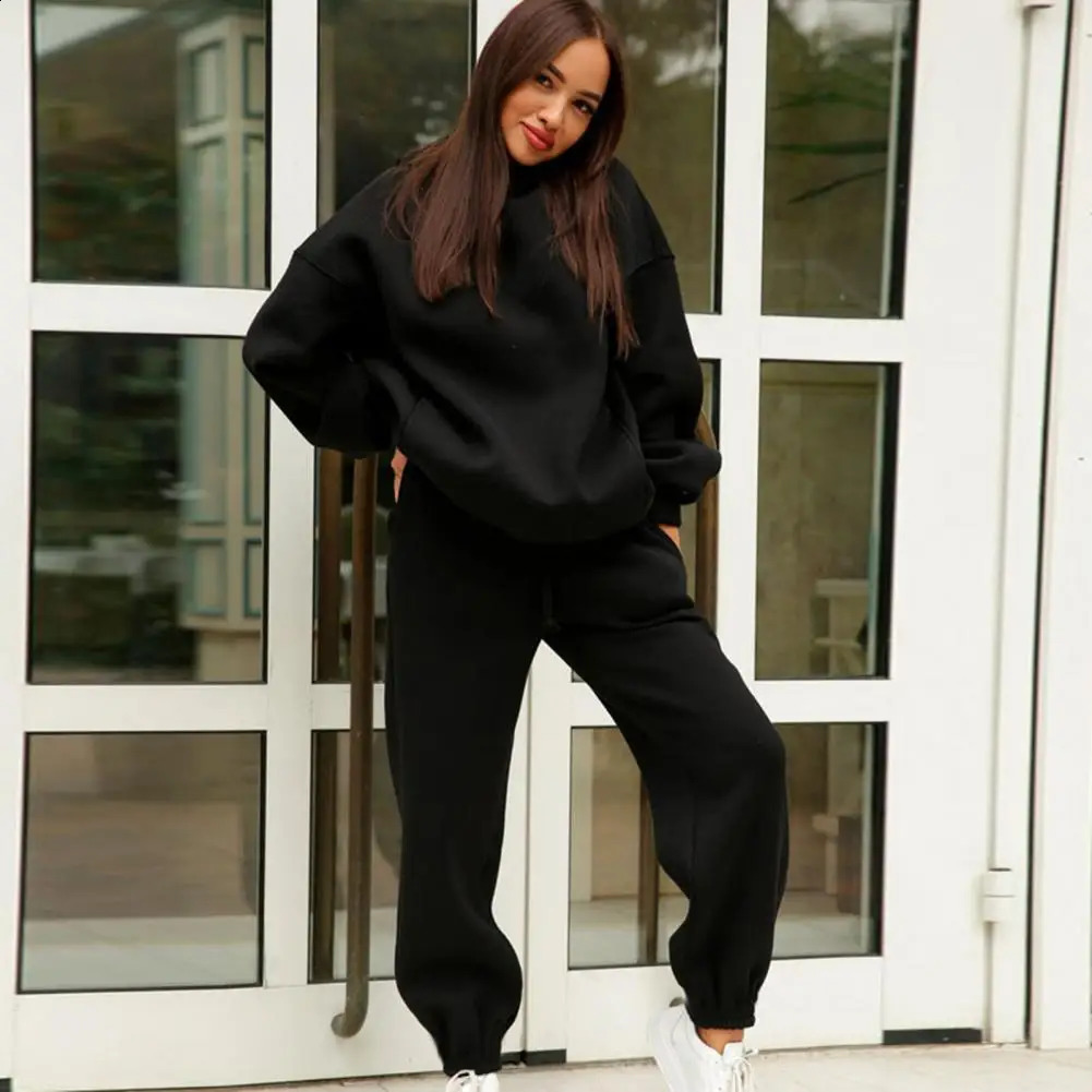 Women Tracksuit Autumn Winter Warm Hoodies Top Suits Casual Hooded Sweatshirts And Jogging Pants Outfits Sweatpants 2 Piece Sets 251022
