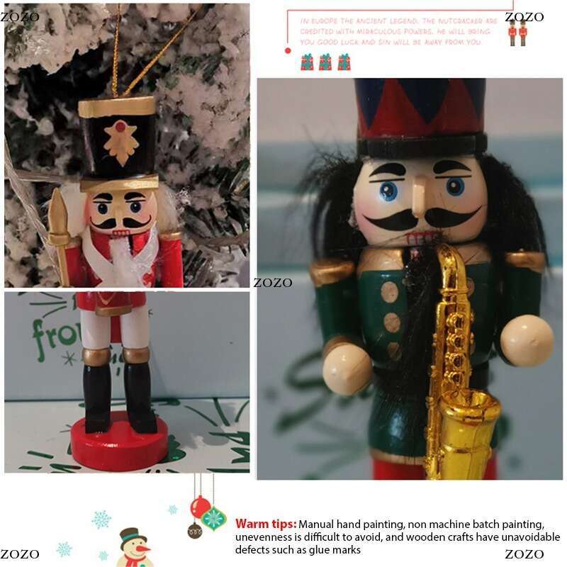 Merry Christmas Decorations Kids Nutcracker Soldier Doll 12Cm Wooden Pendants New Year Ornaments For Navidad Xmas Tree 1Pc