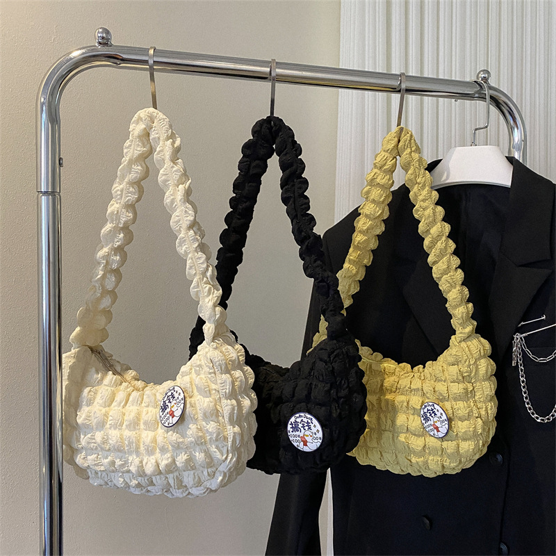 Girl's pleated cloud soft cloud bubble women's bag underarm bag leisure shopping shoulder bag women's cute wallet