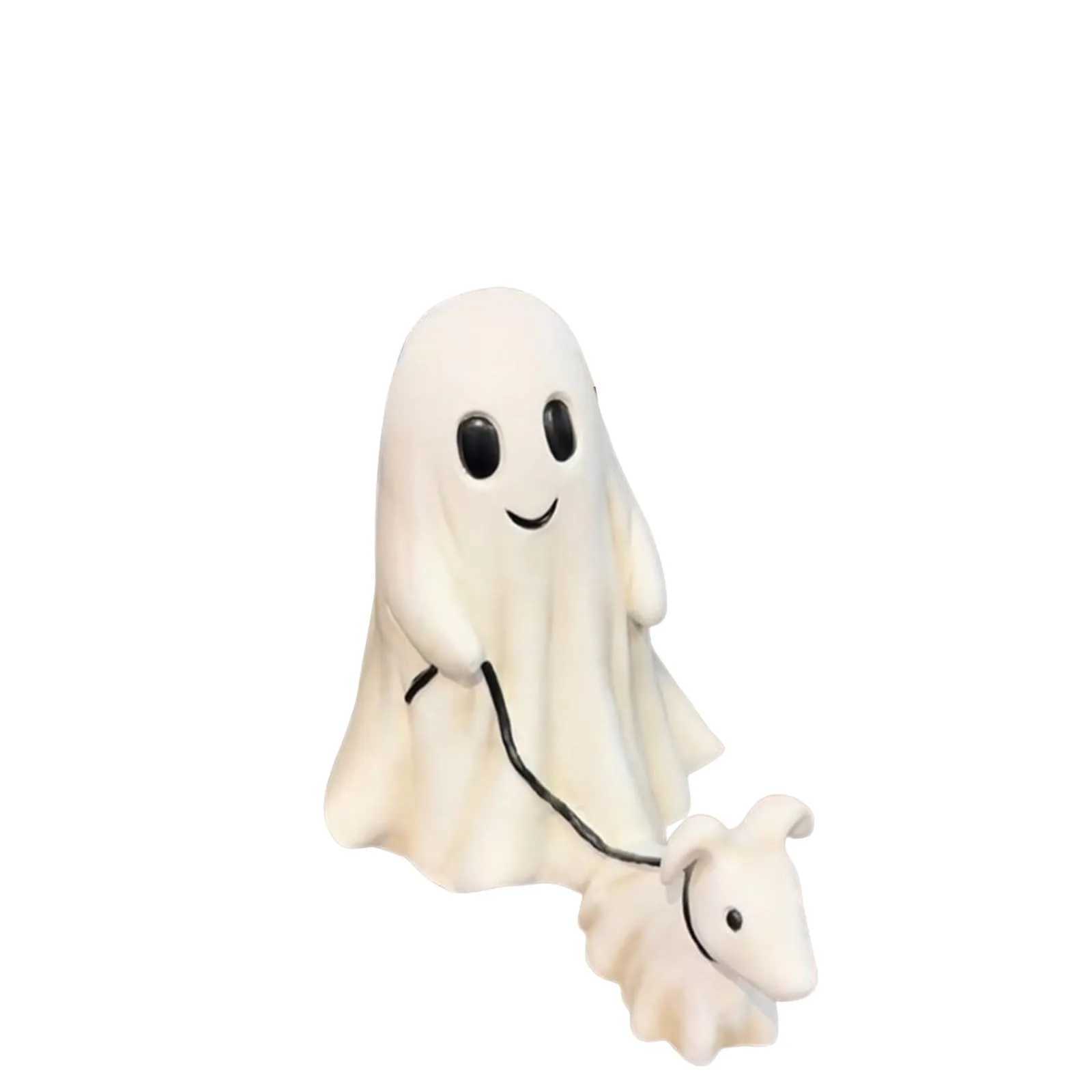 Halloween Ghost Walking Dog Statue Halloween Statues Spooky Figurine Home Tabletop Decorations Ornament Off White Extra Large Y240801