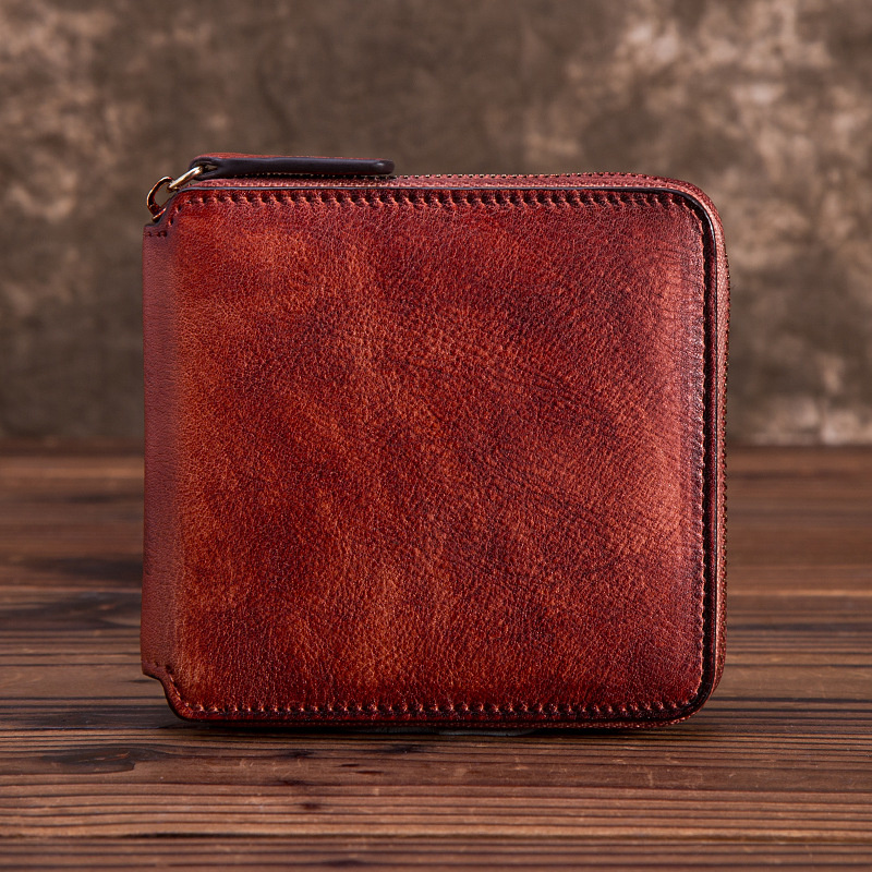 MOTAORA Man‘s’ And Women's Wallets Leather Short Zipper Wallet New 5 Color Coin Purse Vintage Cash Bag Cowhide Solid Money Bags