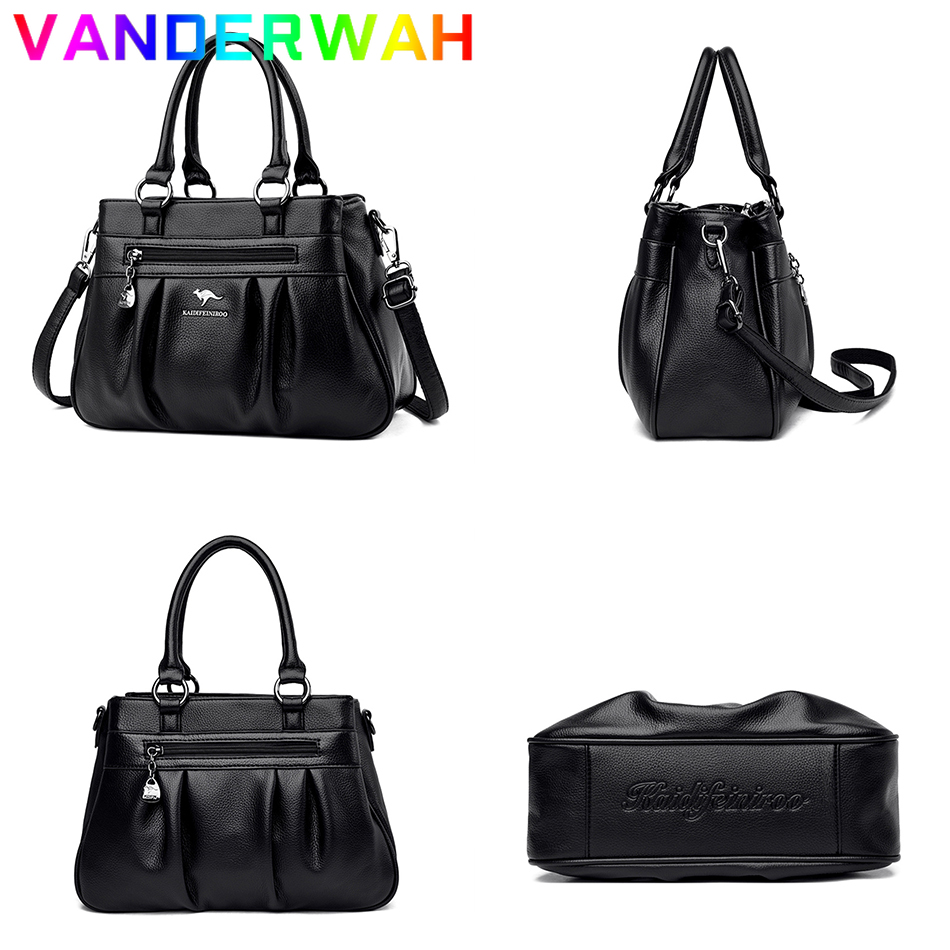 Women's High Quality Soft Leather Top-Handle Bags for Women Female Shoulder Crossbody Sac Luxury Designe Ladies 3 Layers Handbag