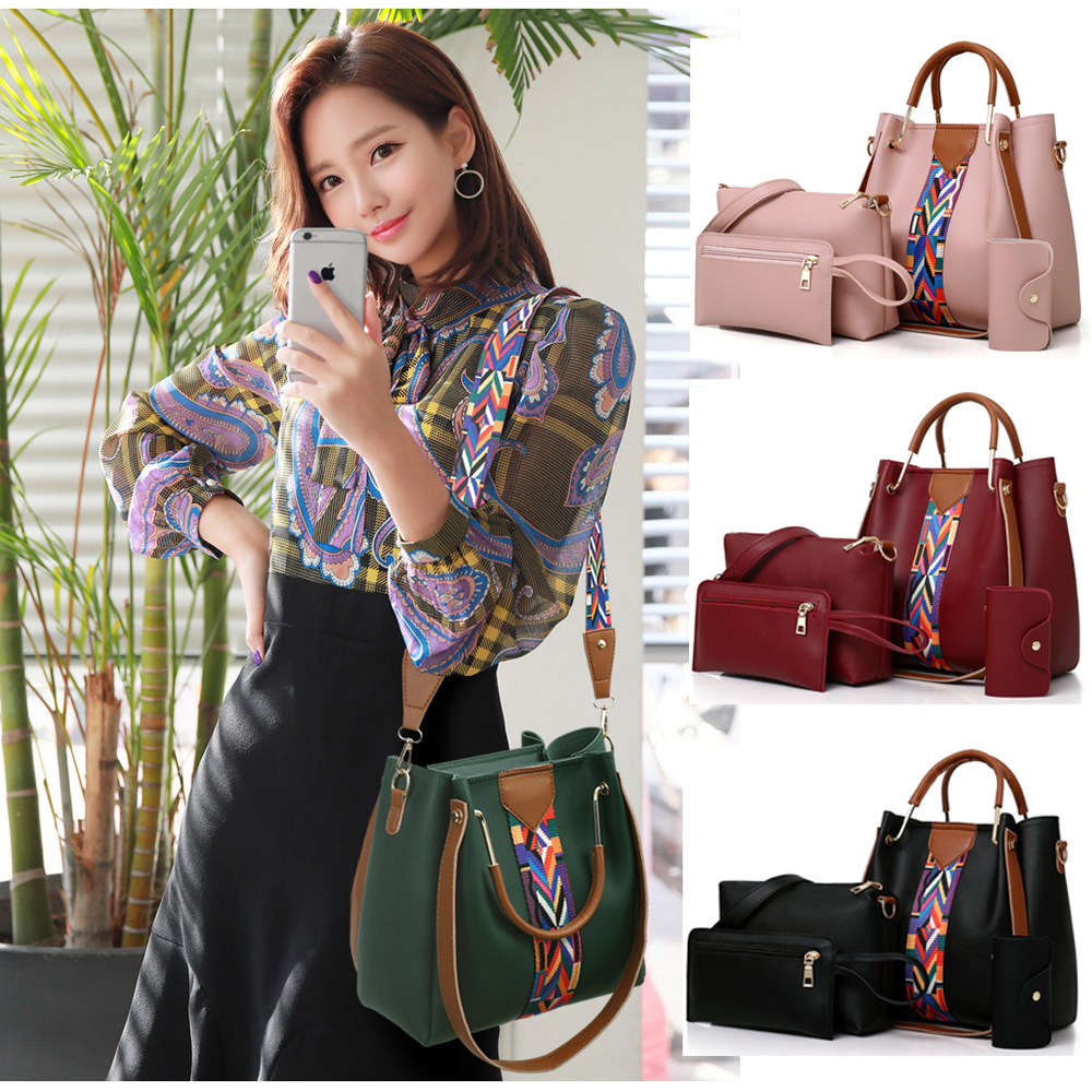 New Fashion Four-piece Casual Tote Fashion Shoulder Bag Lady PU Soft Crossbody Bag Handbags Messenger Bag Bucket Bag