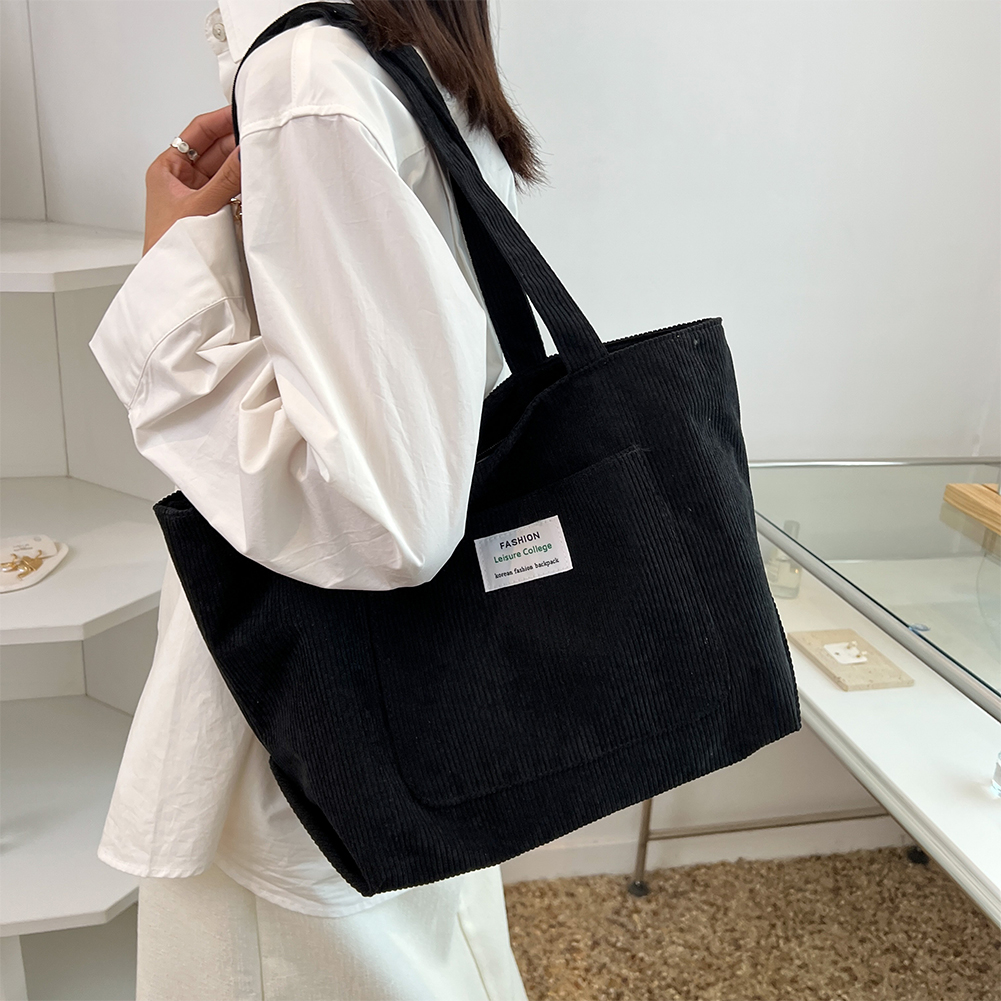 Corduroy Bag for Women Shopper Handbags Environmental Storage Reusable Canvas Shoulder Tote Bag school bags girl Shopper Bag