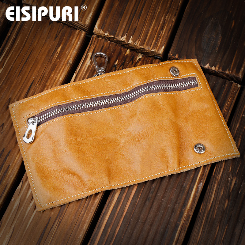 100% Genuine Leather Purse Zipper Key Wallets Women Key Holder Men Car Keys Bag Men's Key Case Casual Package Head Layer Cowhide